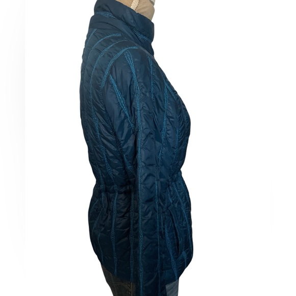 Cabi Poseidon Puffer 914 Teal Blue Mock Neck Zip Up Jacket Size Small - Picture 4 of 14